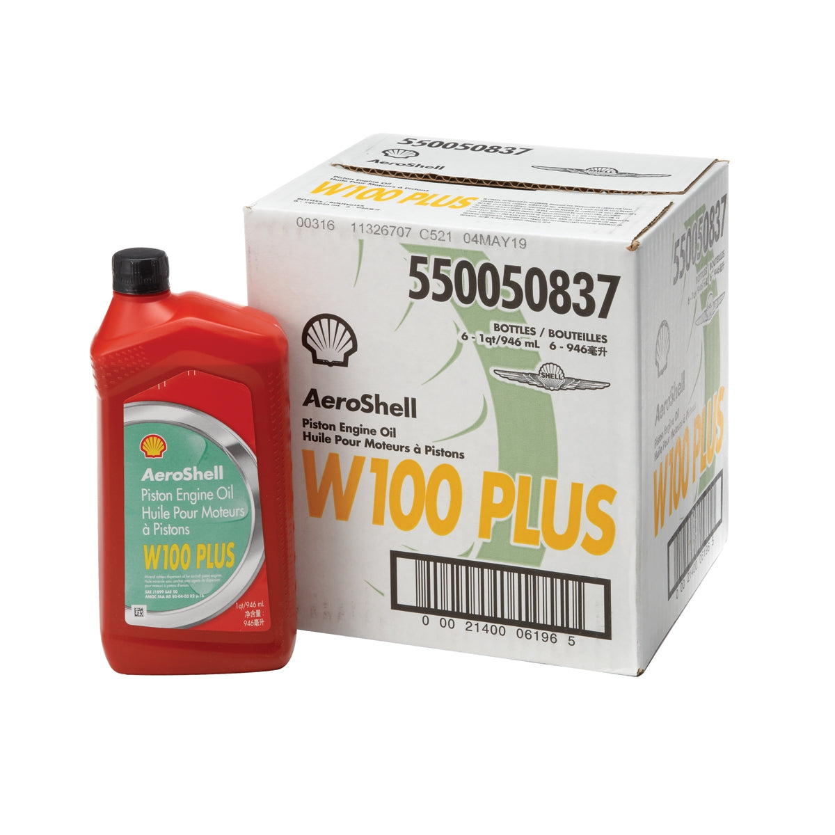 Aeroshell Piston Engine Oil W100 Plus - 6 x 1 Quart Case - AUD 12.58 per Quart